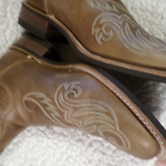 WOMEN PREOWN JUSTIN LEATHER COWGIRL BOOTS BRWN-sz 6.5 B - Picture 4 of 13